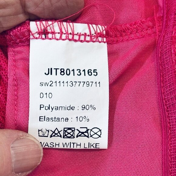 Frilly Romantic Fuchsia Crop Top Women Small Bishop Sleeve Textured Off Shoulder - Picture 10 of 16